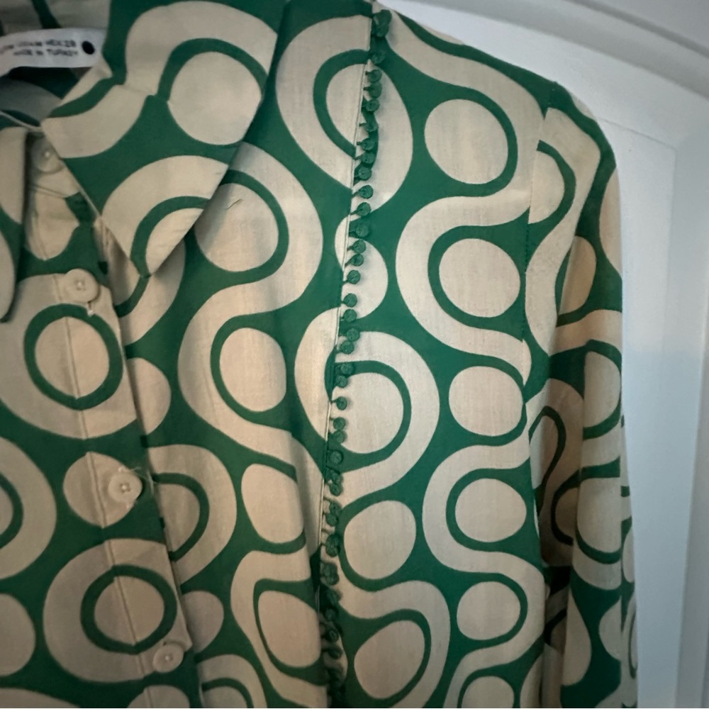 Zara Green and Cream Mini Dress - Picture 3 of 10